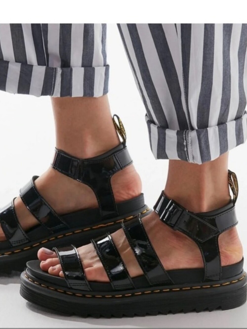 Dr. Martens Black Patent Platform blair Sandals